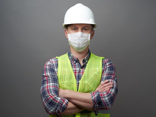 Construction Worker Wearing Face Mask